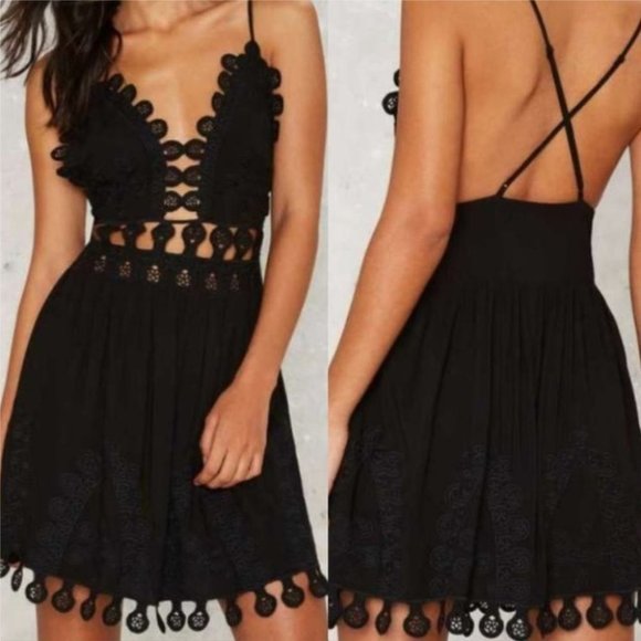 Black Mini Dress Summer Spring - Picture 1 of 4